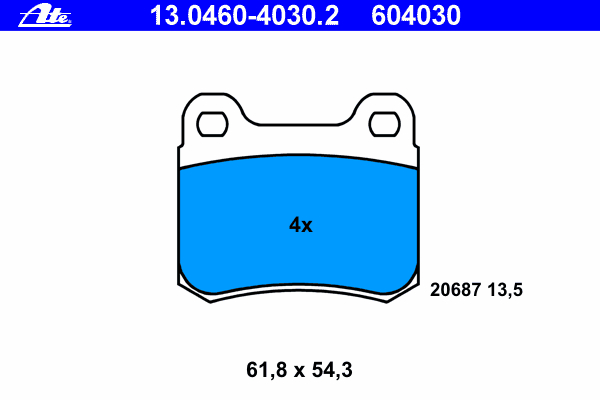Комплект тормозных колодок, дисковый тормоз 13.0460-4030.2