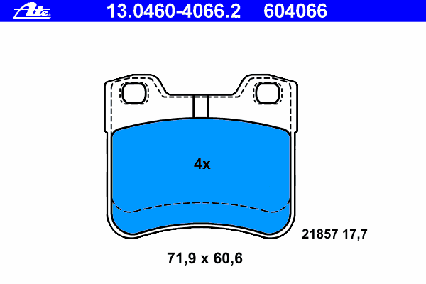 Комплект тормозных колодок, дисковый тормоз 13.0460-4066.2