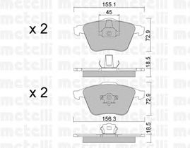 Комплект тормозных колодок, дисковый тормоз 22-0549-3