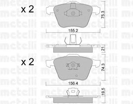 Комплект тормозных колодок, дисковый тормоз 22-0599-0
