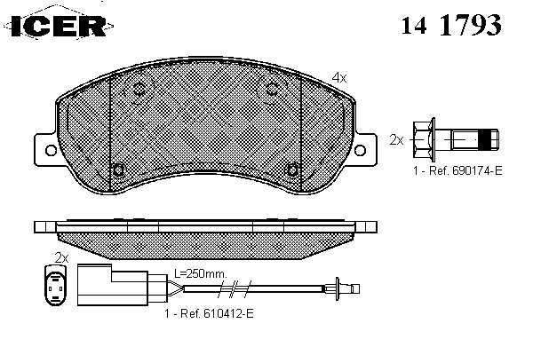 Комплект тормозных колодок, дисковый тормоз 141793