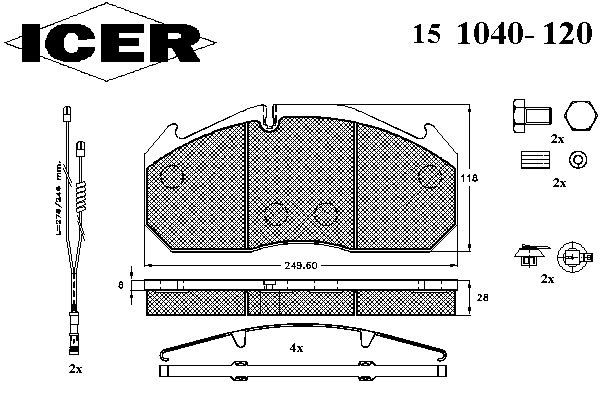 Комплект тормозных колодок, дисковый тормоз 151040-120