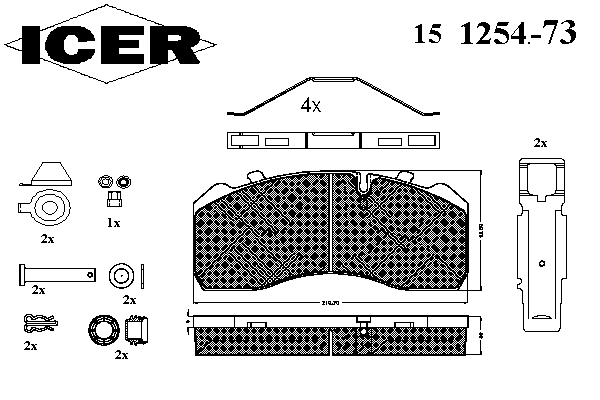 Комплект тормозных колодок, дисковый тормоз 151254-073