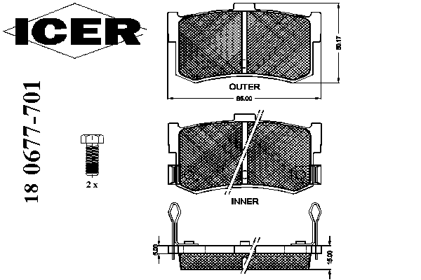Kit de plaquettes de frein, frein à disque 180677-701