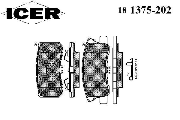 Комплект тормозных колодок, дисковый тормоз 181375-202