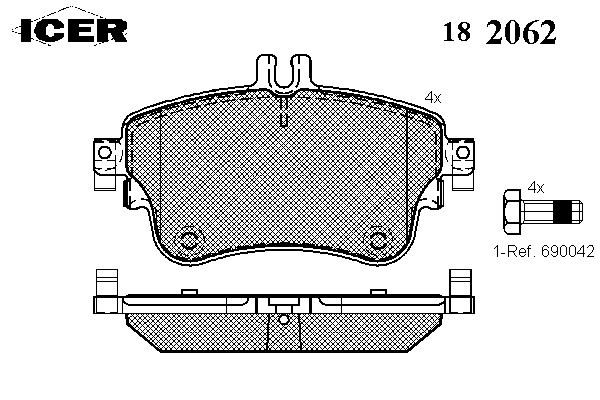 Комплект тормозных колодок, дисковый тормоз 182062