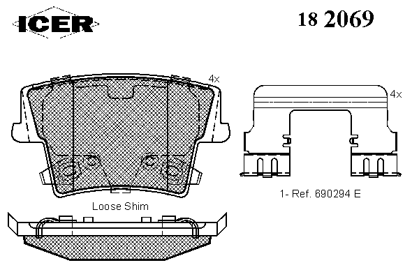 Комплект тормозных колодок, дисковый тормоз 182069