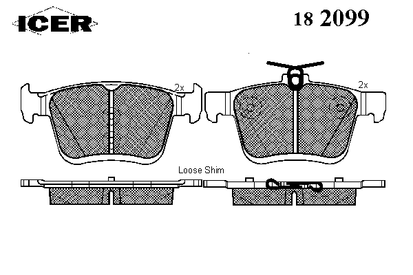 Комплект тормозных колодок, дисковый тормоз 182099
