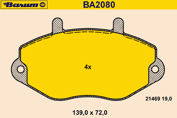 Bremsbelagsatz, Scheibenbremse BA2080