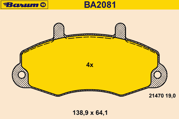 Комплект тормозных колодок, дисковый тормоз BA2081