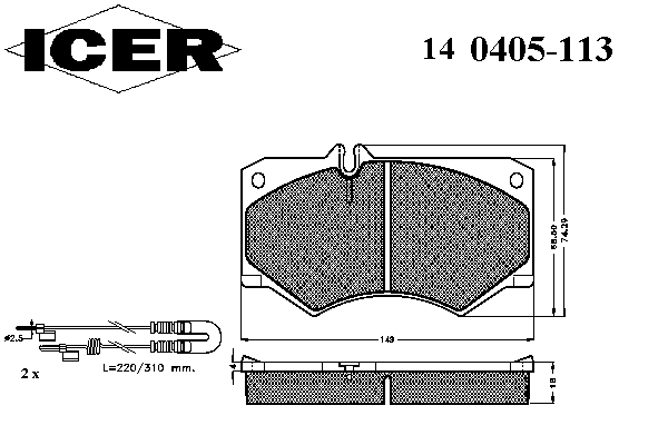 Комплект тормозных колодок, дисковый тормоз 140405-113