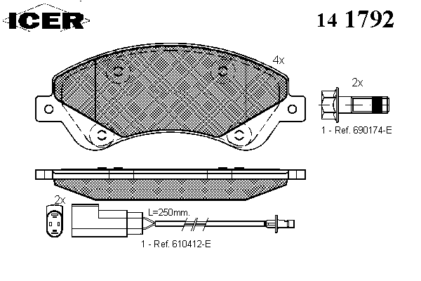 Комплект тормозных колодок, дисковый тормоз 141792