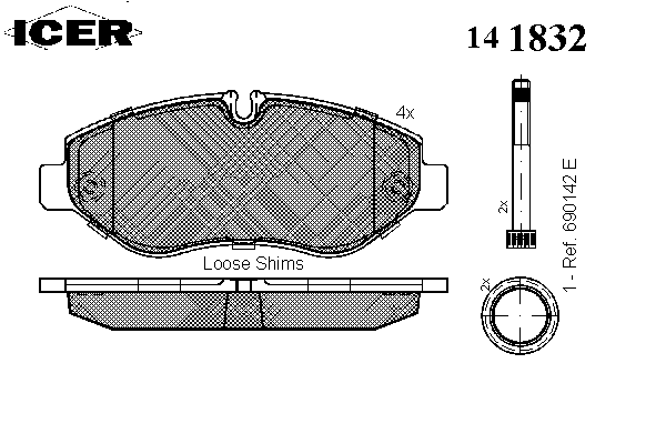 Комплект тормозных колодок, дисковый тормоз 141832