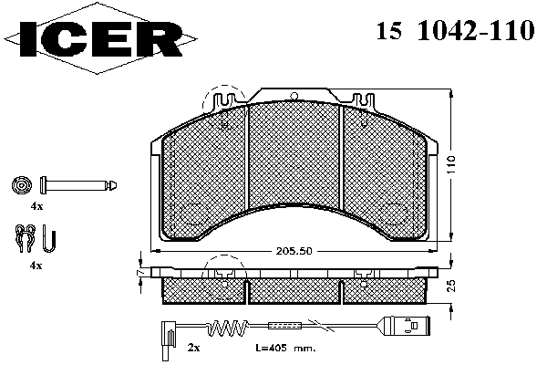 Комплект тормозных колодок, дисковый тормоз 151042-110