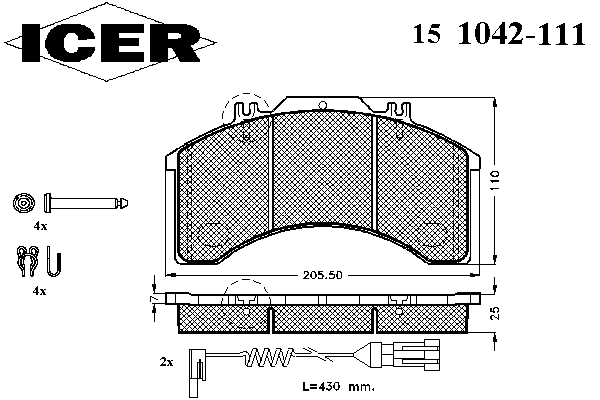 Комплект тормозных колодок, дисковый тормоз 151042-111