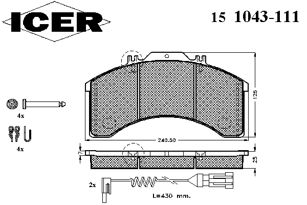 Комплект тормозных колодок, дисковый тормоз 151043-111