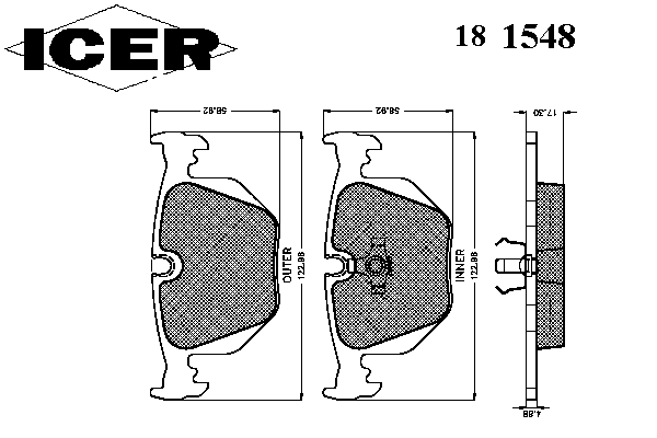 Комплект тормозных колодок, дисковый тормоз 181548