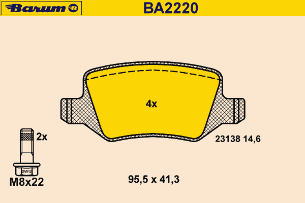 Bremsebelegg sett, skivebremse BA2220