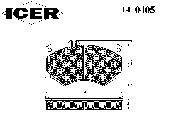 Комплект тормозных колодок, дисковый тормоз 140405