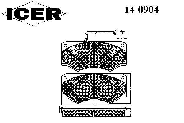 Комплект тормозных колодок, дисковый тормоз 140904