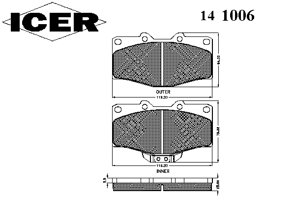 Комплект тормозных колодок, дисковый тормоз 141006