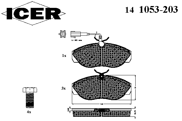 Комплект тормозных колодок, дисковый тормоз 141053-203
