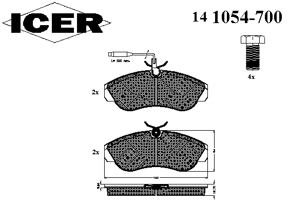 Kit de plaquettes de frein, frein à disque 141054-700