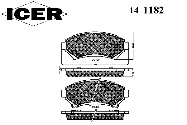 Комплект тормозных колодок, дисковый тормоз 141182