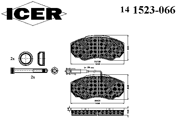 Kit de plaquettes de frein, frein à disque 141523-066
