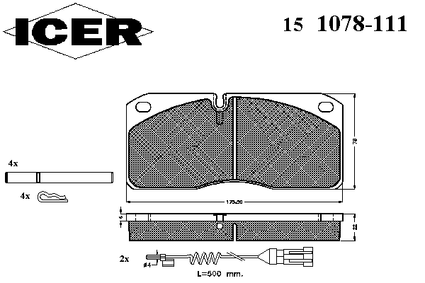 Комплект тормозных колодок, дисковый тормоз 151078-111