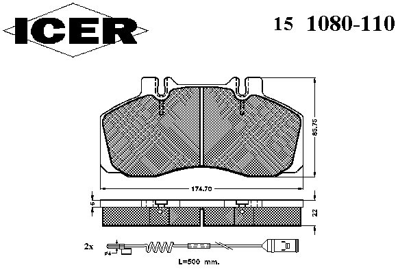 Комплект тормозных колодок, дисковый тормоз 151080-110
