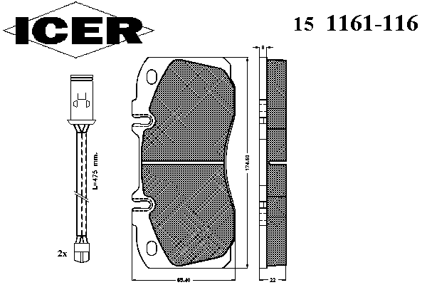 Комплект тормозных колодок, дисковый тормоз 151161-116