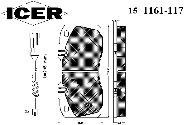 Комплект тормозных колодок, дисковый тормоз 151161-117