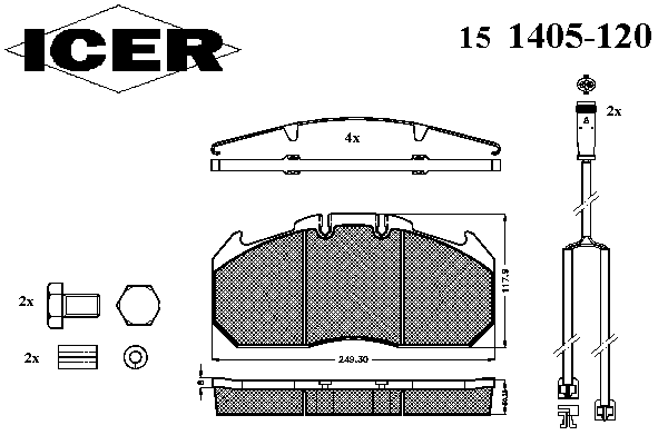 Комплект тормозных колодок, дисковый тормоз 151405-120