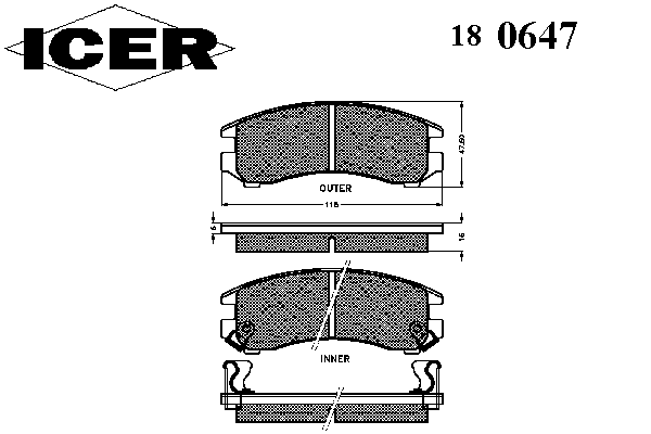 Комплект тормозных колодок, дисковый тормоз 180647