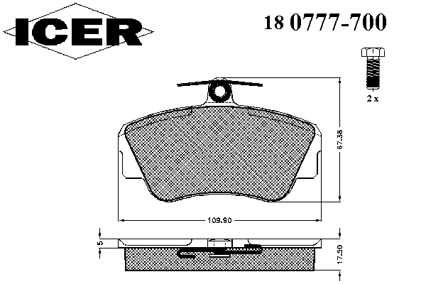 Комплект тормозных колодок, дисковый тормоз 180777-700