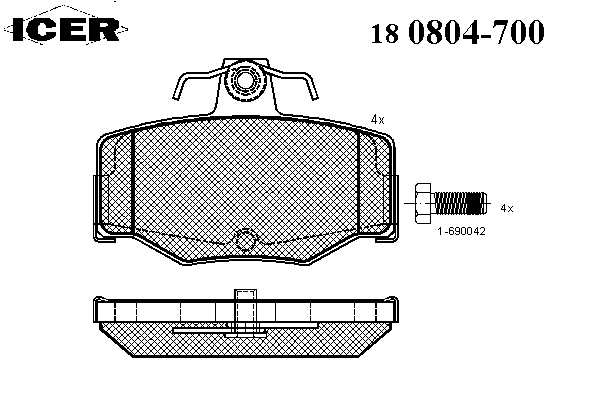 Комплект тормозных колодок, дисковый тормоз 180804-700