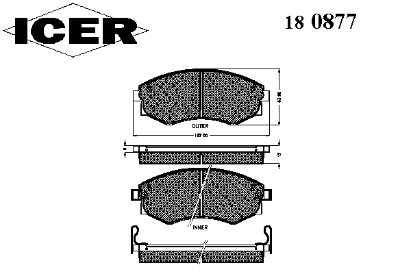 Комплект тормозных колодок, дисковый тормоз 180877