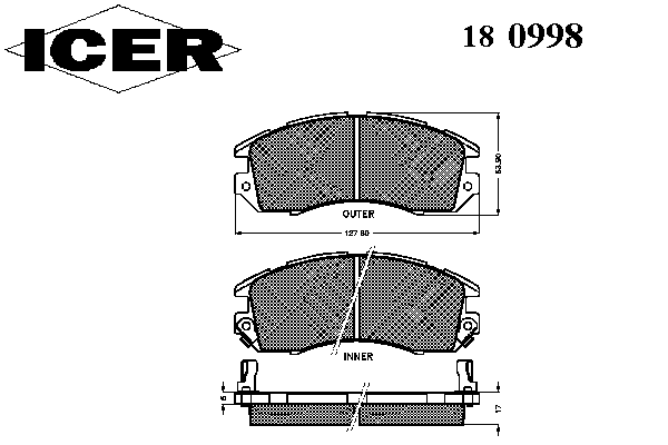Kit de plaquettes de frein, frein à disque 180998