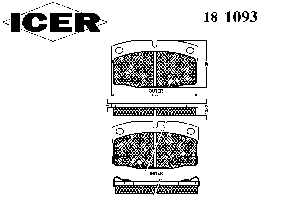 Комплект тормозных колодок, дисковый тормоз 181093