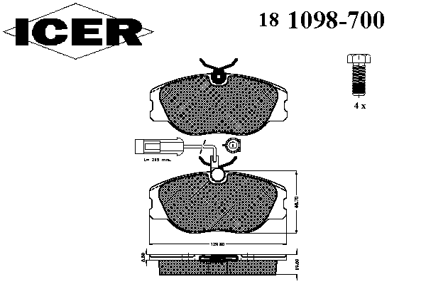 Комплект тормозных колодок, дисковый тормоз 181098-700
