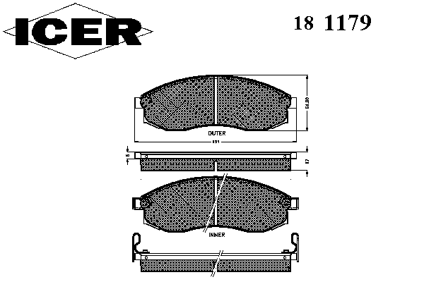 Комплект тормозных колодок, дисковый тормоз 181179