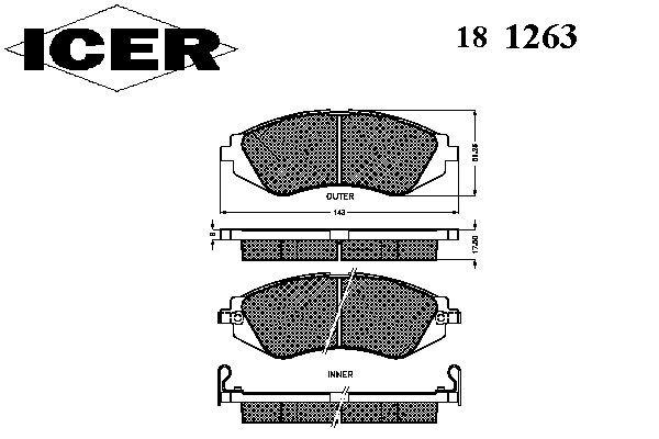 Комплект тормозных колодок, дисковый тормоз 181263