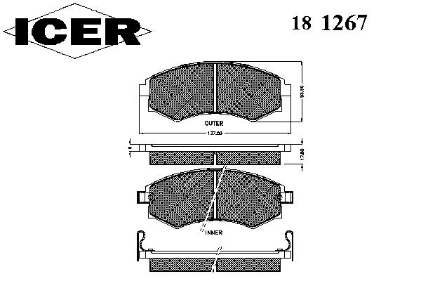 Комплект тормозных колодок, дисковый тормоз 181267