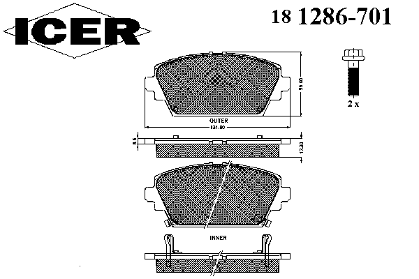Kit de plaquettes de frein, frein à disque 181286-701