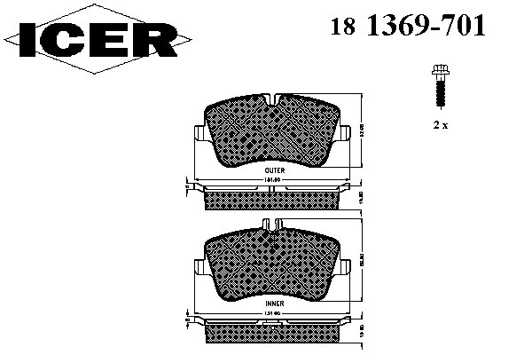 Комплект тормозных колодок, дисковый тормоз 181369-701
