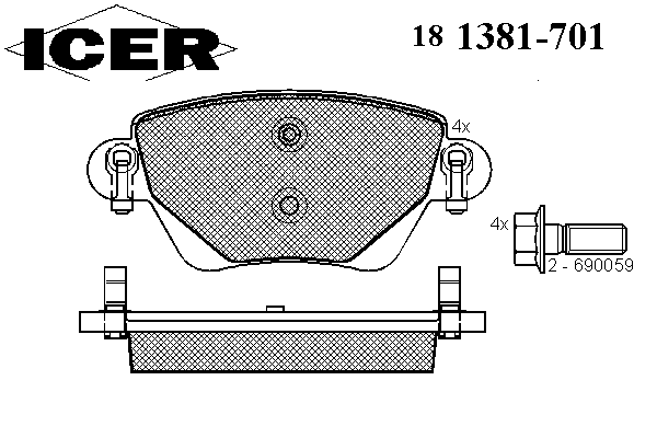 Комплект тормозных колодок, дисковый тормоз 181381-701