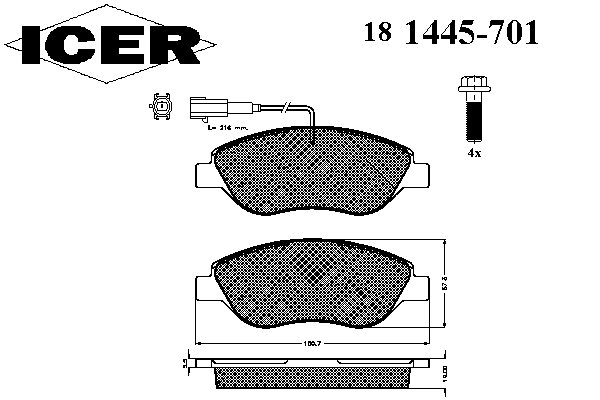 Kit de plaquettes de frein, frein à disque 181445-701