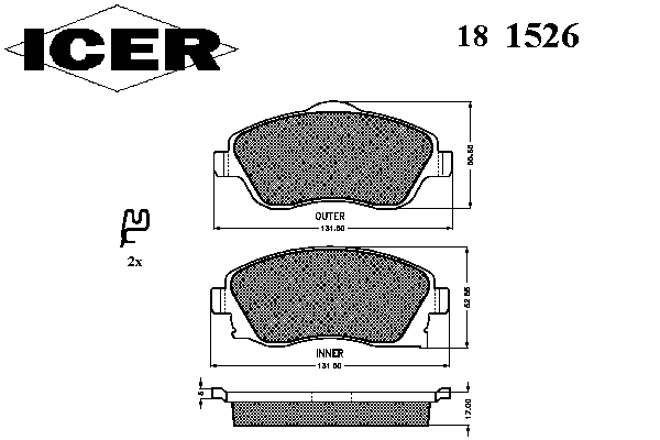Комплект тормозных колодок, дисковый тормоз 181526