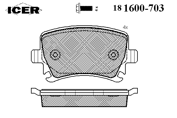 Комплект тормозных колодок, дисковый тормоз 181600-703